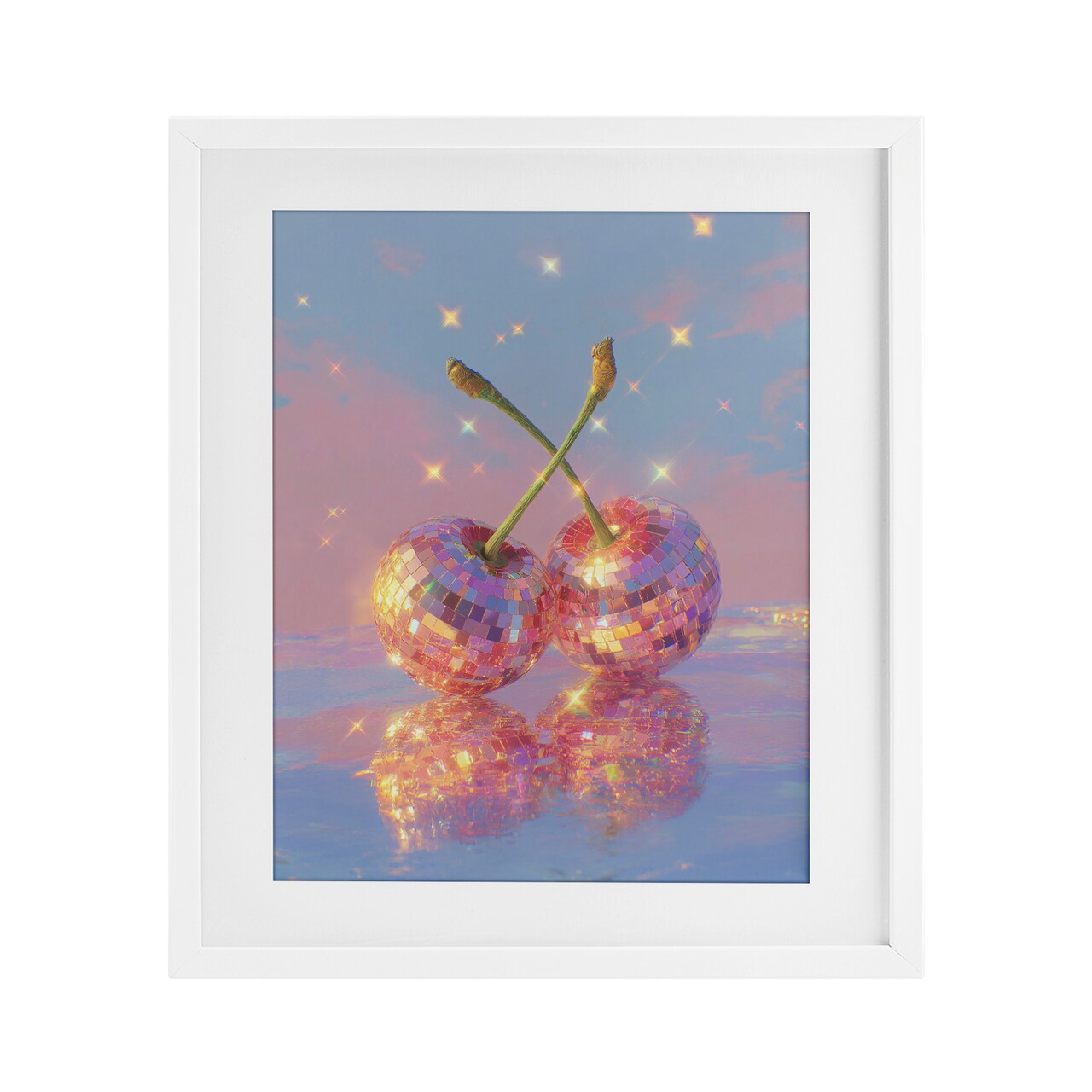 Stupell Industries Disco Cherry Reflection Framed Print Under Glass, design by Ziwei Li